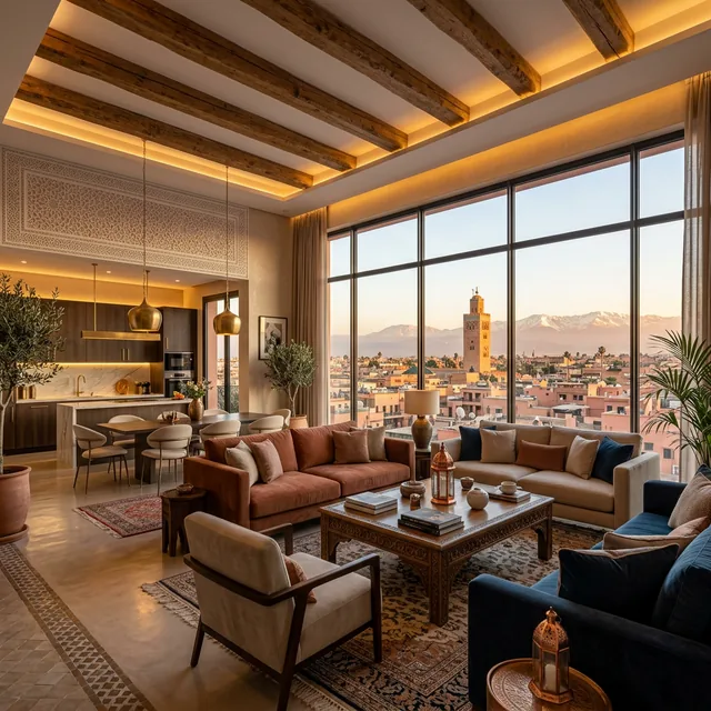 Penthouse haut de gamme Vue Atlas à Guéliz Marrakech – Pyrite Real Estate